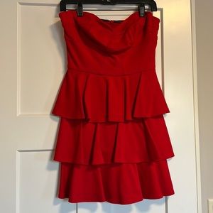 Amanda Uprichard red strapless dress sz M